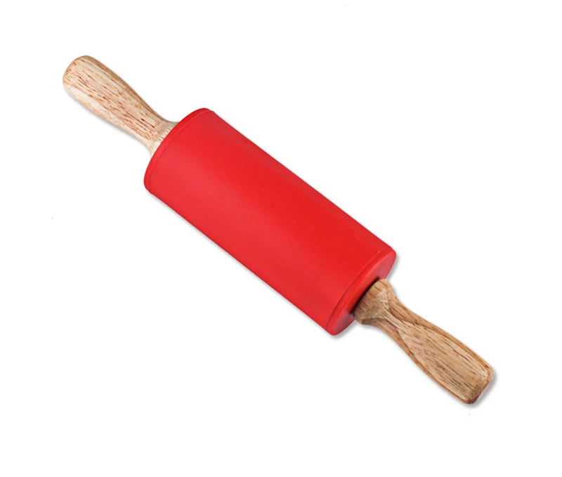 Mini Silicone Rolling Pin – 23cm Non-stick Dough Roller with Wooden Handle