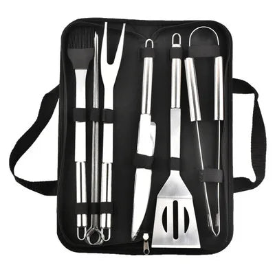 Stainless Steel BBQ Tool Set – Portable Outdoor Grill Utensils with Storage Bag