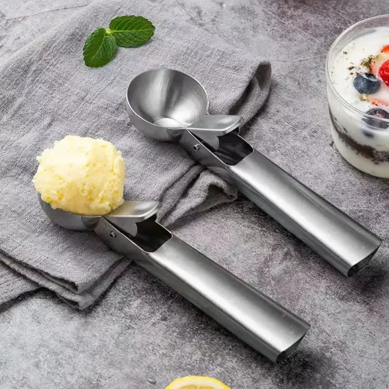 Multifunctional Stainless Steel Ice Cream Scoop – Dual-Purpose Fruit and Watermelon Ball Spoon