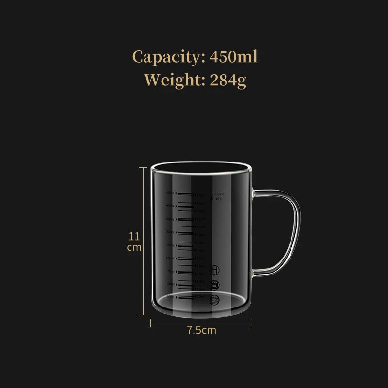 Borosilicate Glass Measuring Beaker Mug – 400ml Milk Cup with Handle