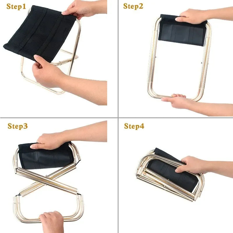 Lightweight Folding Camping Chair – Golden Aluminium Alloy Seat with Carry Bag