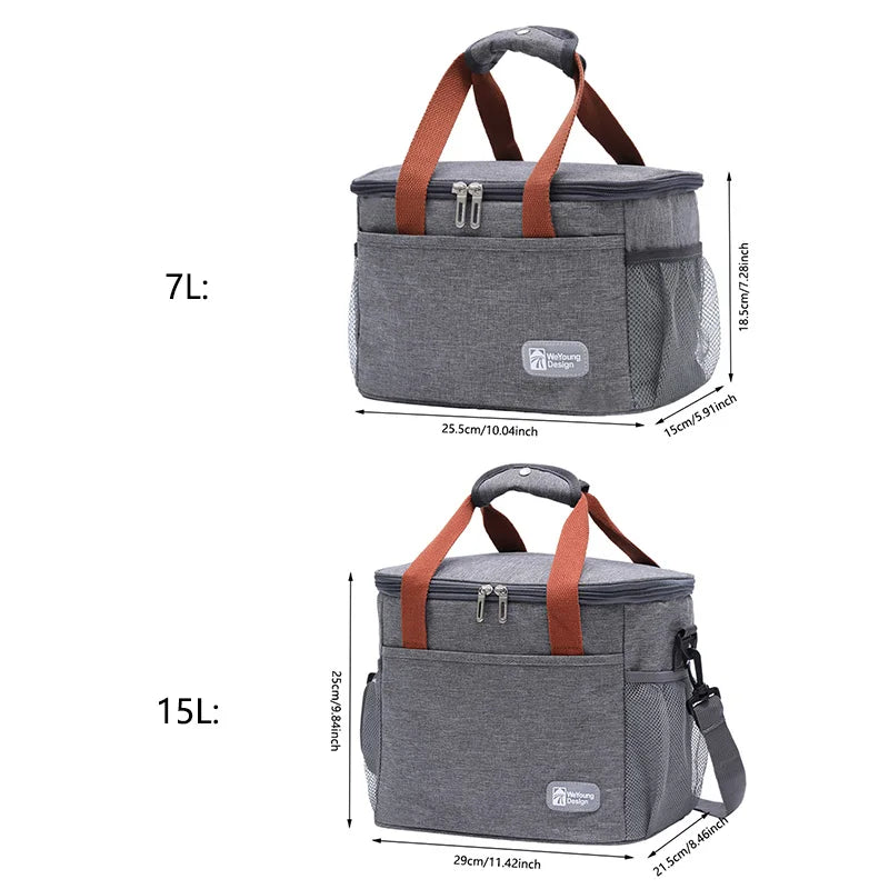 Large Capacity Thermal Insulated Lunch Bag – Portable Oxford Cloth Cooler Tote