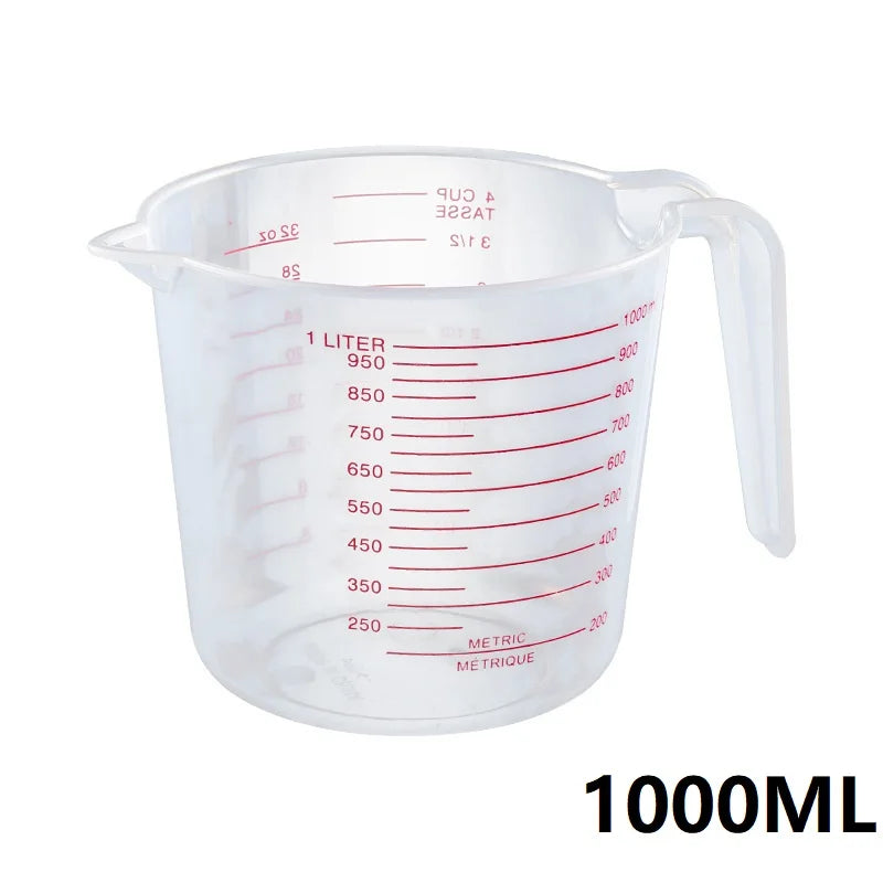 Silicone Plastic Measuring Cups – 250ml, 500ml, 1000ml Kitchen Jug Set