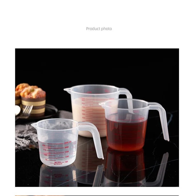 Silicone Plastic Measuring Cups – 250ml, 500ml, 1000ml Kitchen Jug Set