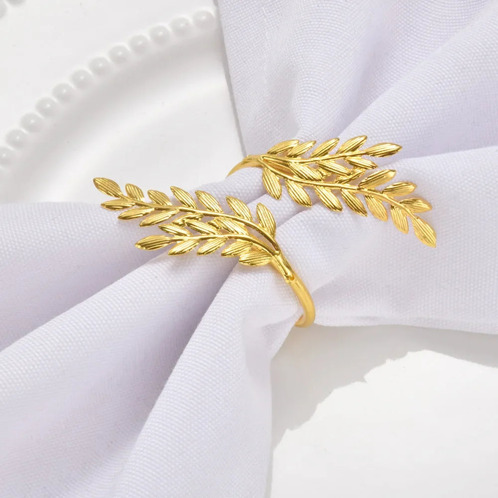 Golden Leaf Napkin Rings – Elegant Table Décor for Special Occasions