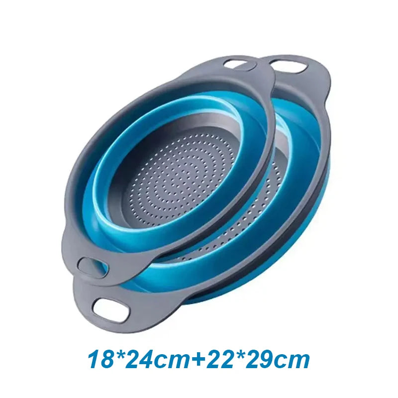 2pcs Silicone Folding Drainer Basket
