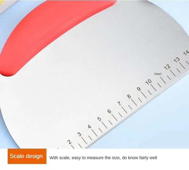 Stainless Steel Flour and Dough Cutter with Scale – Kitchen Scraper for Baking and Cooking