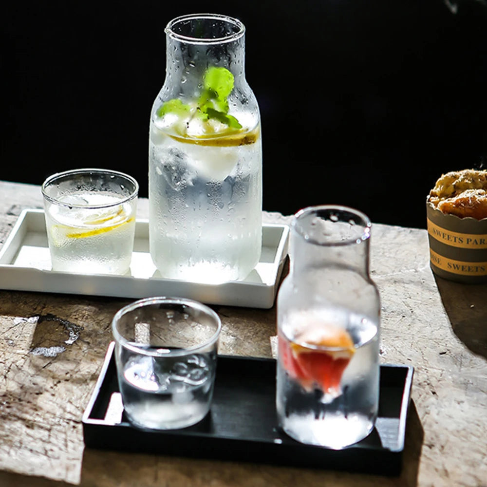Glass Water Carafe with Cup Lid – 400ml/550ml Bedside Jug for Night-time or Everyday Use