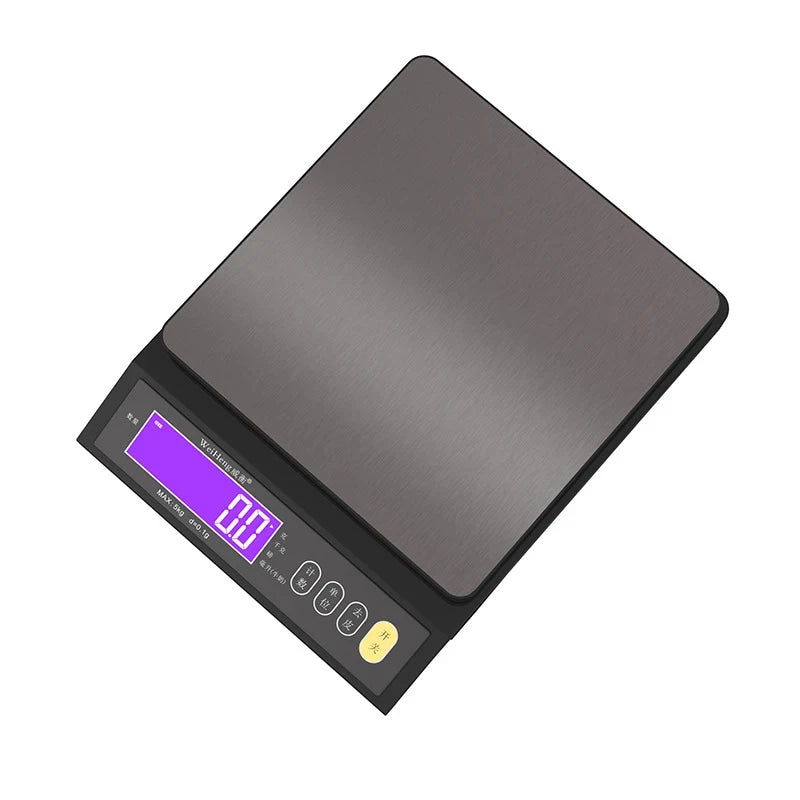 Waterproof Digital Kitchen Scale – Stainless Steel with LCD Display, 5kg/0.1g Accuracy