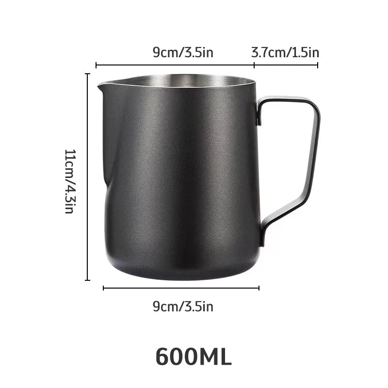 Stainless Steel Milk Frothing Jug – Latte Art Pitcher with Spout for Baristas, 350–600ml