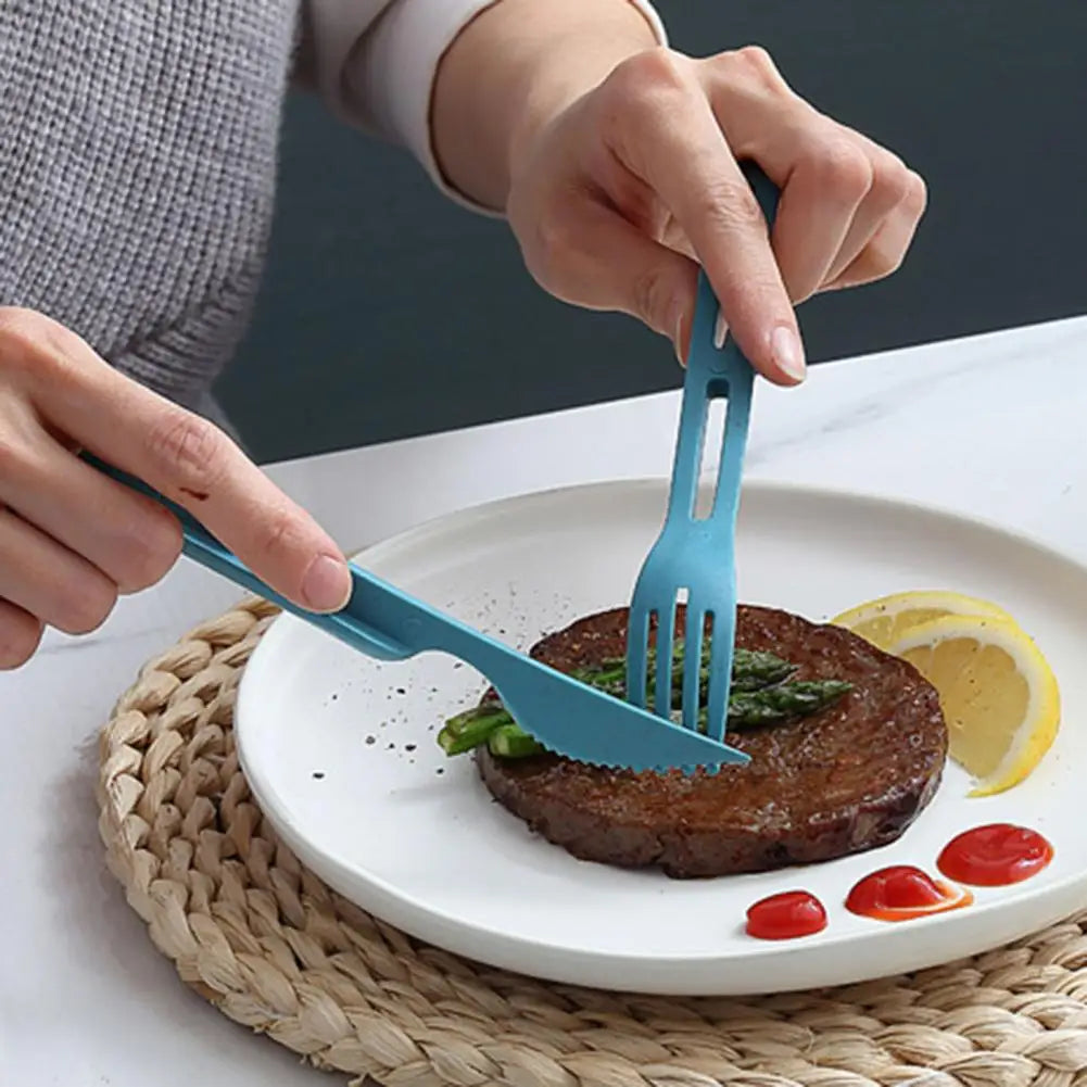 3pcs Reusable Travel Cutlery Set – Foldable Knife, Fork & Spoon for School or Camping