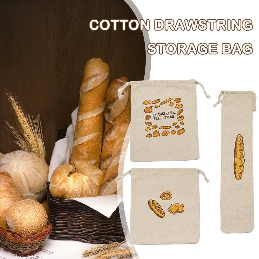 Reusable Linen Bread Storage Bag – Large Drawstring Unbleached Natural Organiser