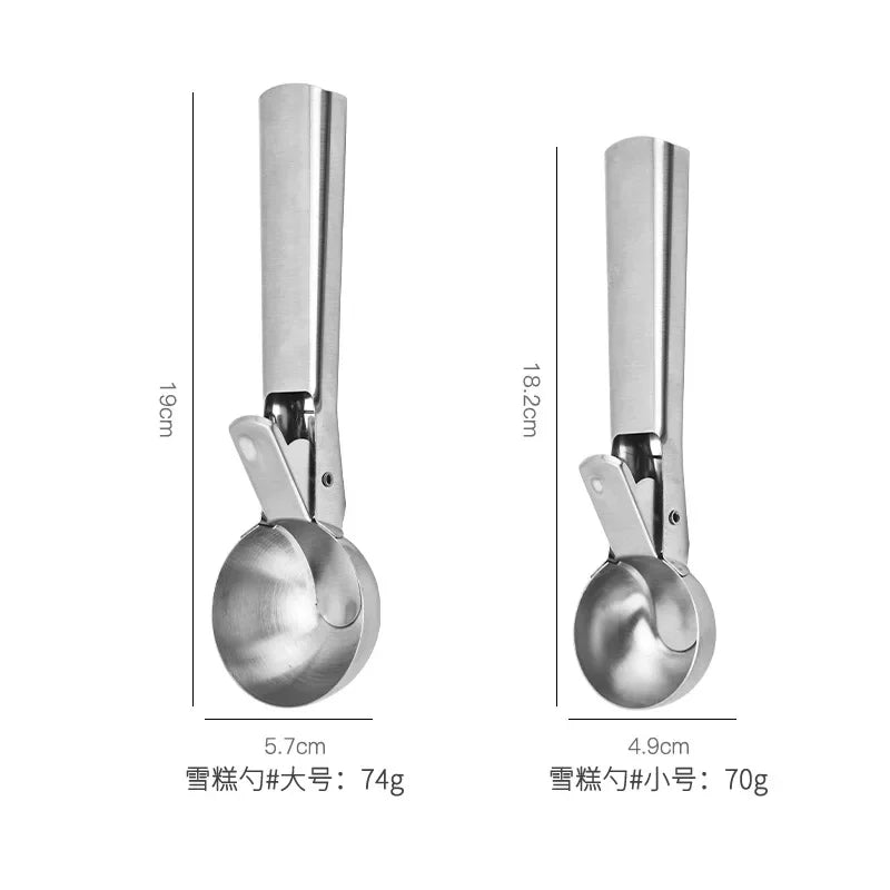 Multifunctional Stainless Steel Ice Cream Scoop – Dual-Purpose Fruit and Watermelon Ball Spoon