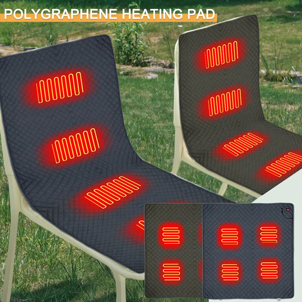 USB Heated Seat Cushion – 4-Zone Electric Mat for Camping, Office & Outdoor Warmth