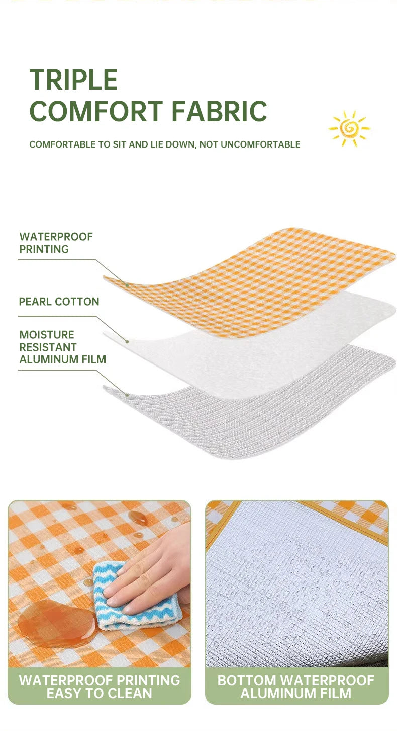 Yellow Waterproof Camping & Picnic Mat – Double-Sided Aluminium Sleeping Pad for Outdoor Use