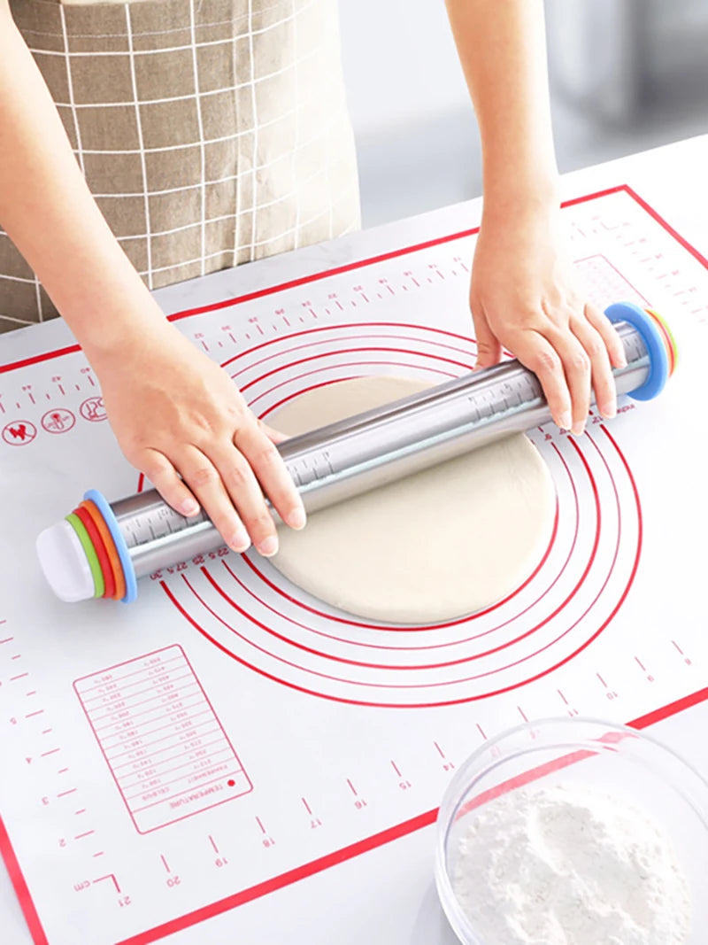 Adjustable Rolling Pin with Measuring Rings – Perfect Dough Thickness Every Time