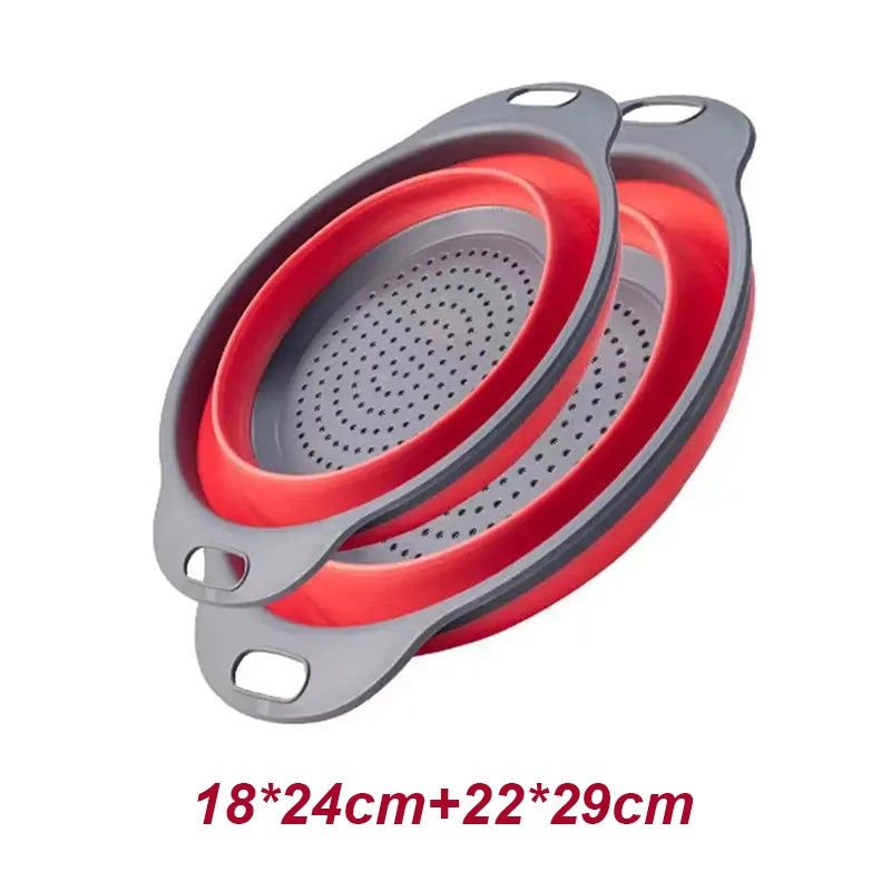 2pcs Silicone Folding Drainer Basket