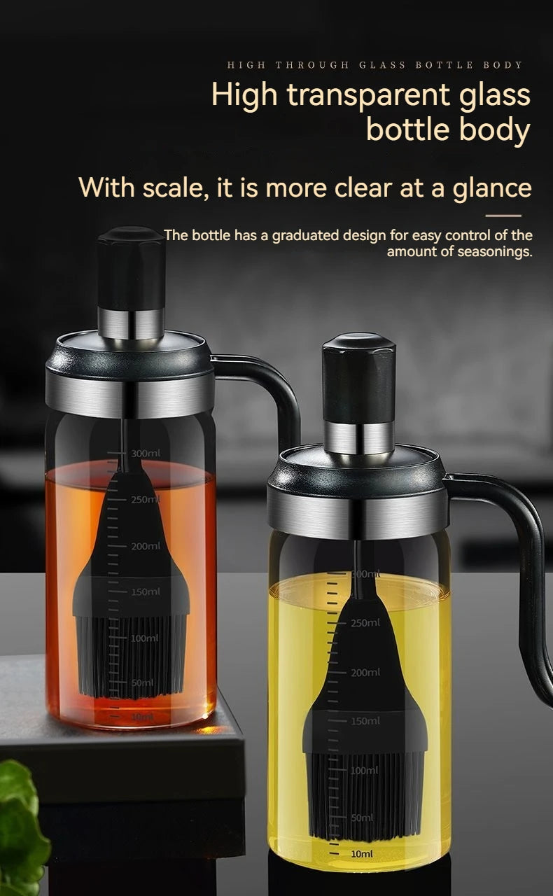 Silicone Oil Brush with Glass Bottle – High Temp Resistant, Non-Shedding, for Kitchen & BBQ