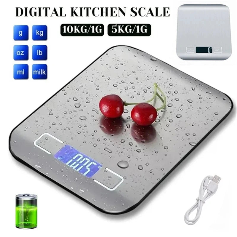 Kitchen Digital Scale – Multi-Function Electronic Weighing Scale with LCD Display and USB Charging
