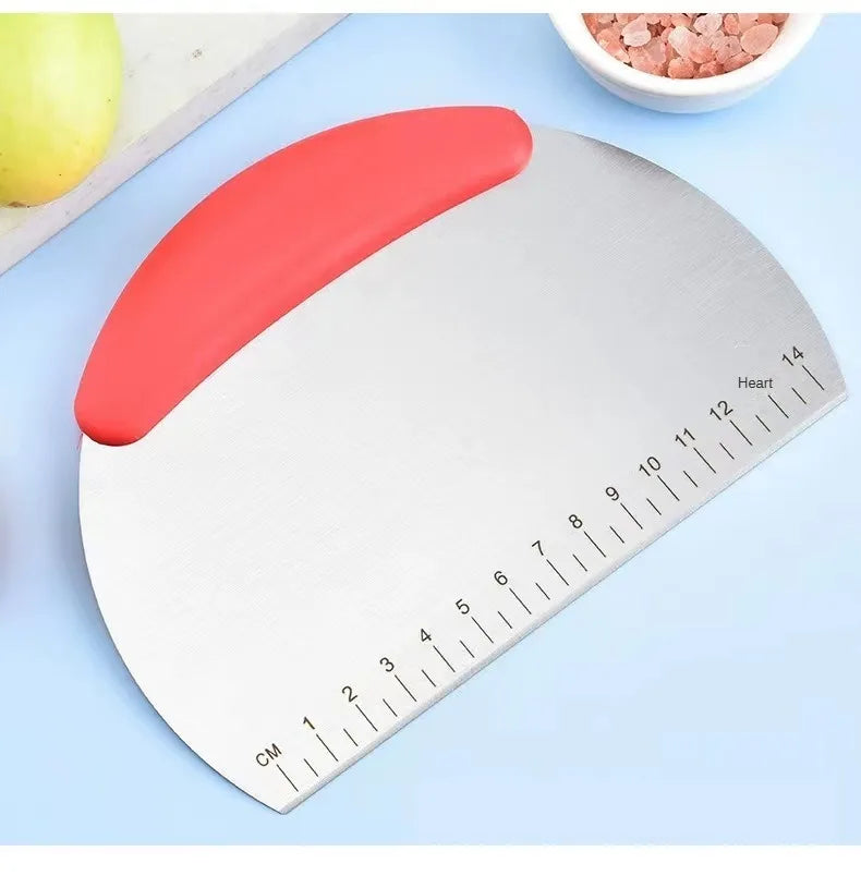 Stainless Steel Flour and Dough Cutter with Scale – Kitchen Scraper for Baking and Cooking
