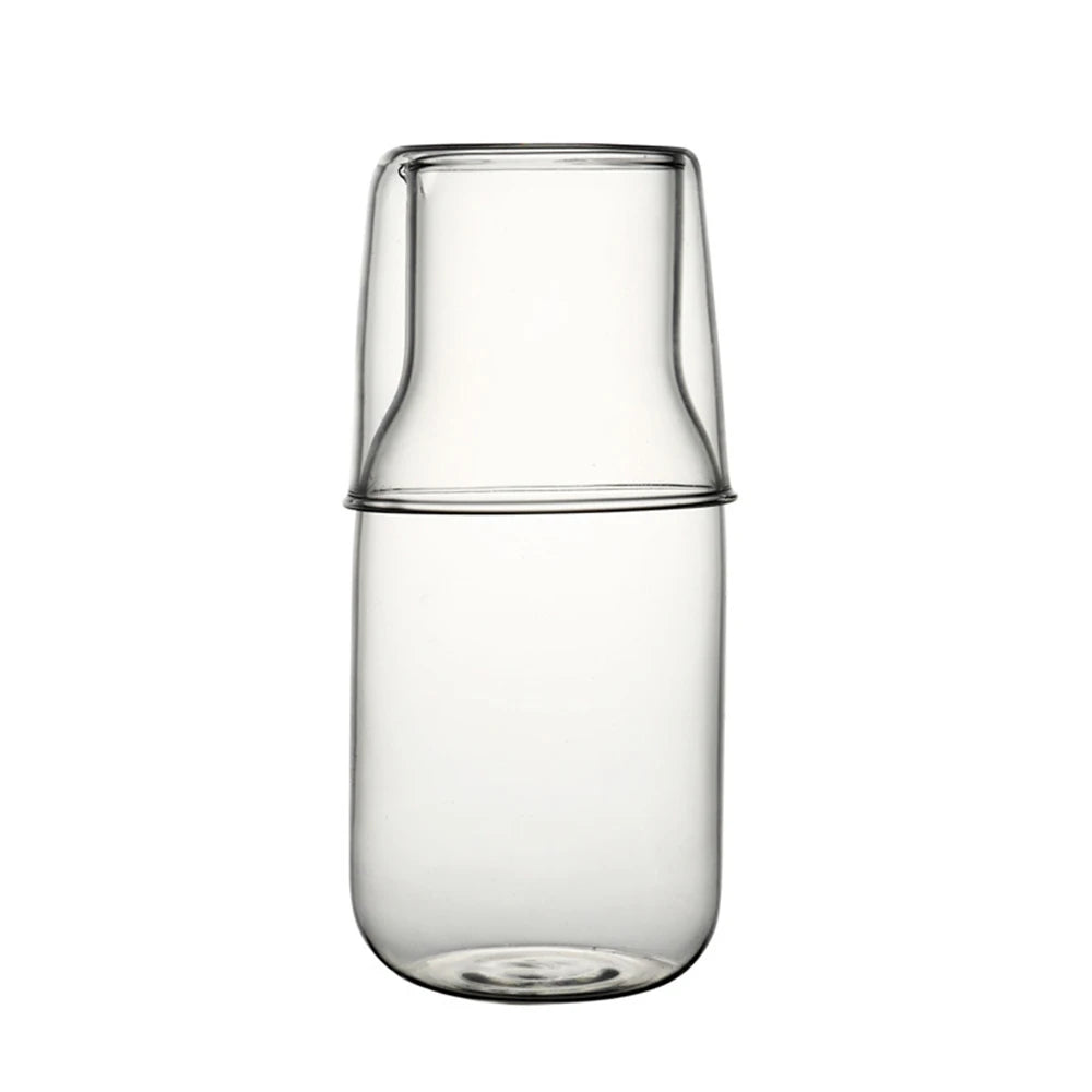 Glass Water Carafe with Cup Lid – 400ml/550ml Bedside Jug for Night-time or Everyday Use