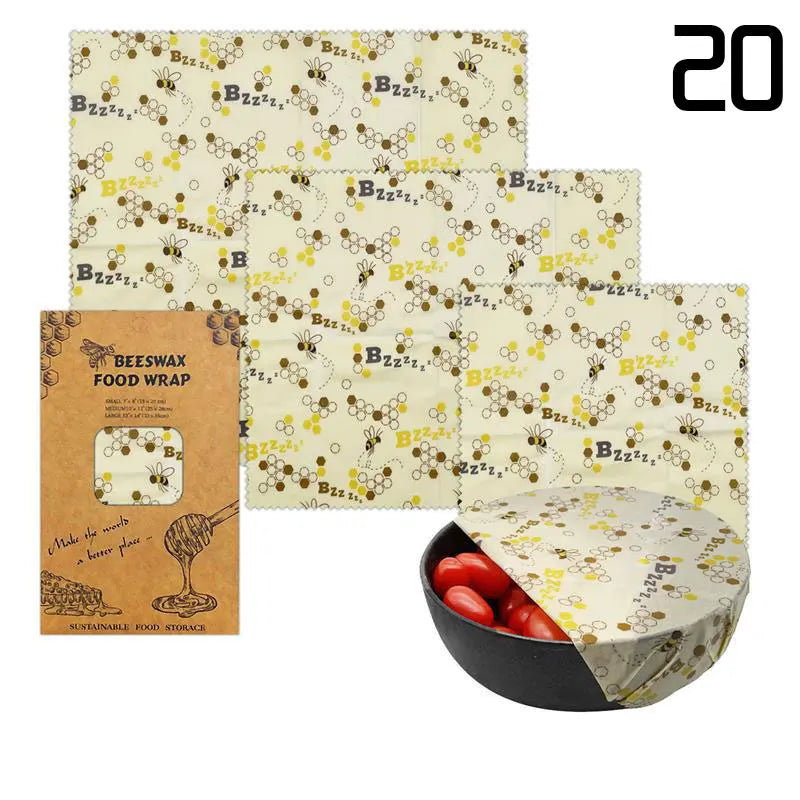 3pcs Reusable Beeswax Food Wraps – Natural Cotton Covers for Cheese, Fruit & Bread