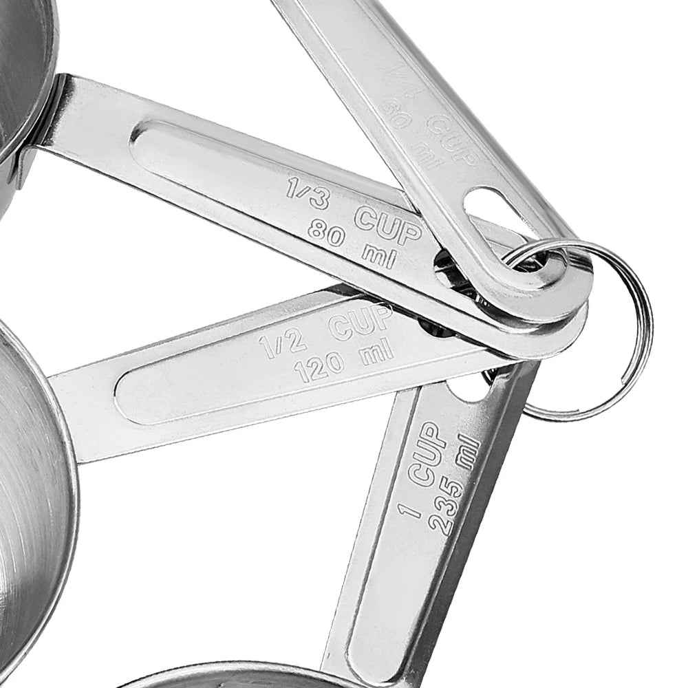 4-Piece Stainless Steel Measuring Cup Set – Baking and Cooking Measuring Tools