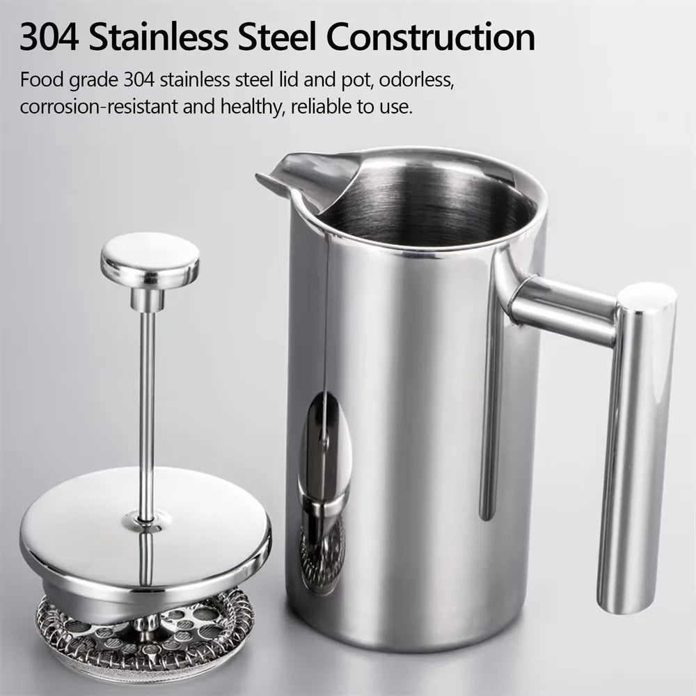 Stainless Steel Coffee French Press Jug – Durable & Stylish Brew Maker