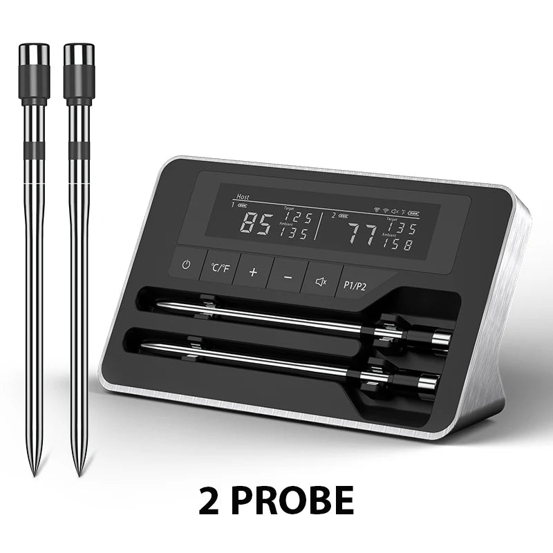 Wireless Meat Thermometer – Bluetooth Digital Probe with App & LCD for Oven, BBQ & Smoker