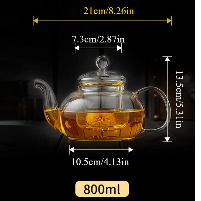 400ml/1000ml Heat-Resistant Glass Teapot with Strainer – Flower Kettle Kung Fu Teaware Set