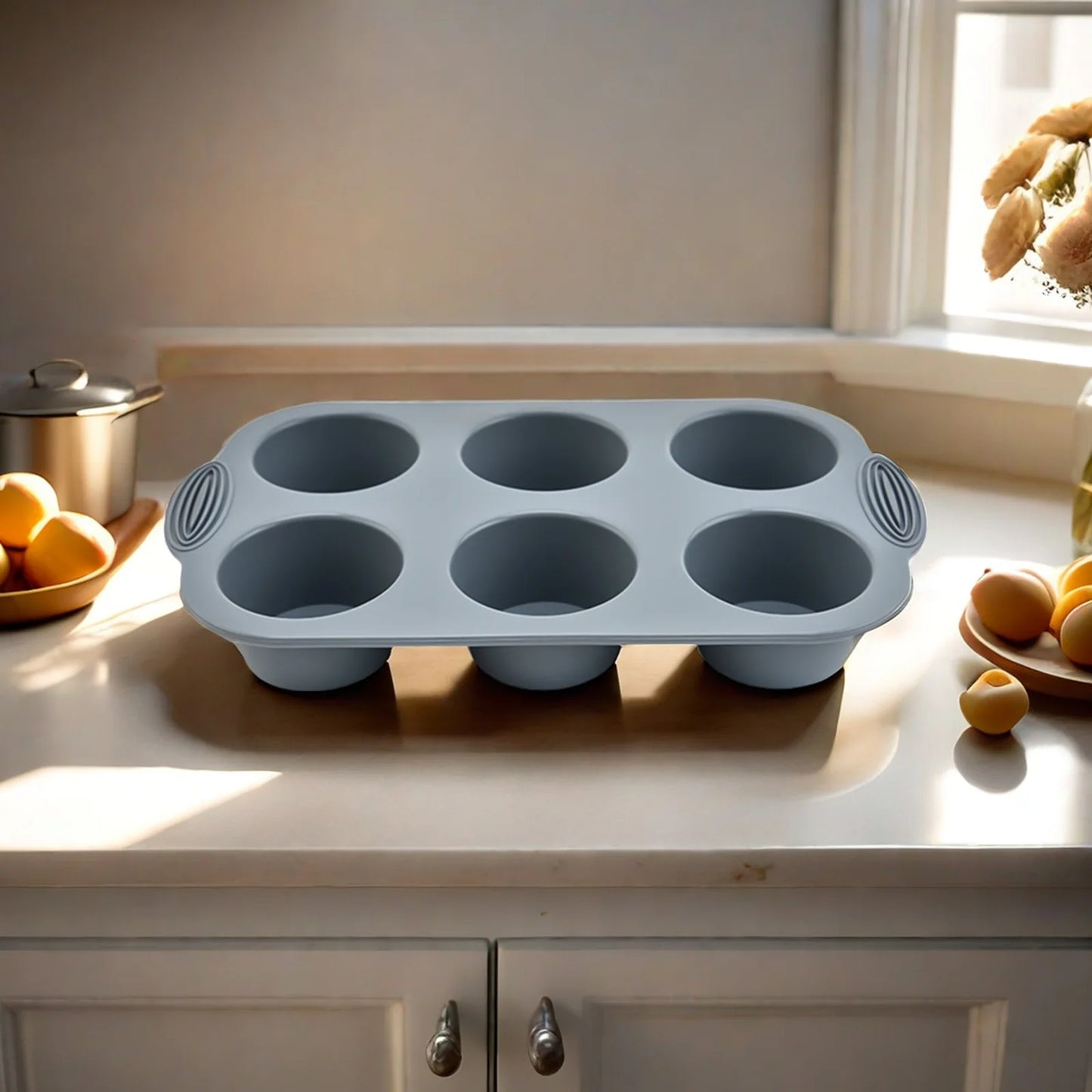 Silicone 6-Cup Cake Mould – Non-Stick Muffin Tray for Baking Cupcakes, Cakes and Biscuits