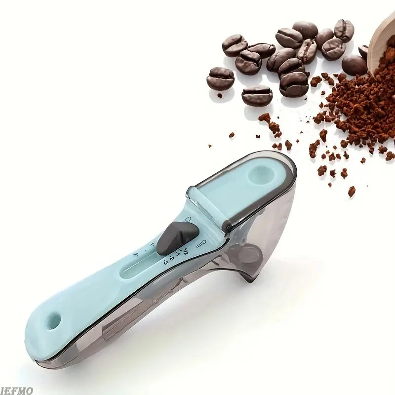 Adjustable Plastic Measuring Cup and Spoon with Handle for Dry and Liquid Kitchen Use