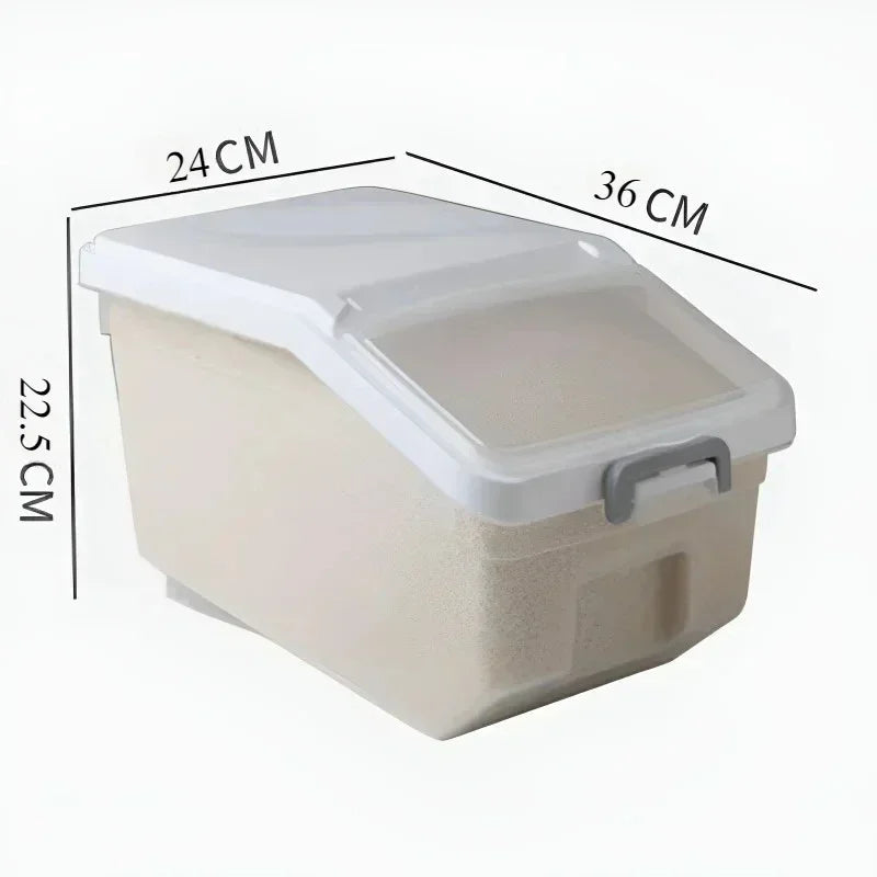 Storage Container with Lid, Wheels & Scoop – Airtight Grain & Cereal Dispenser