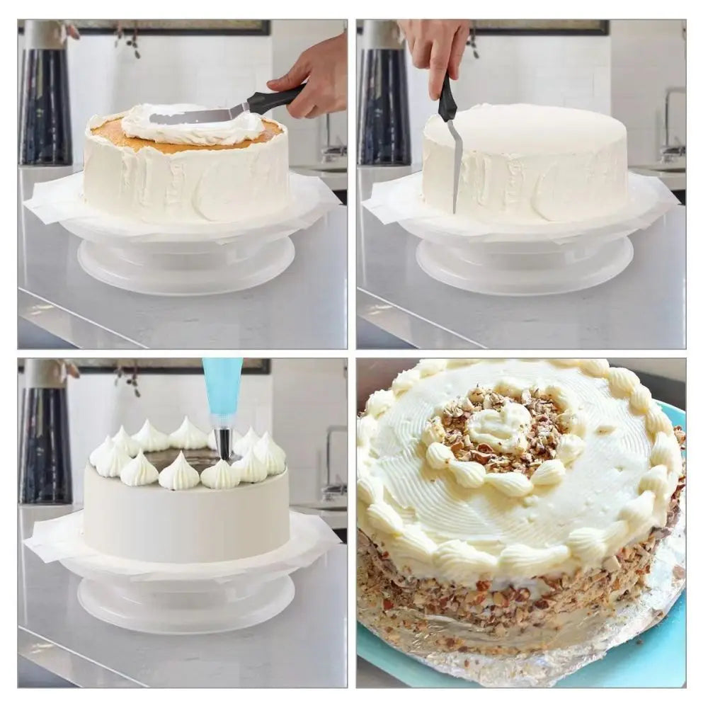 Plastic Cake Turntable with Non-Slip Edge – Laminating and Decorating Table for Baking
