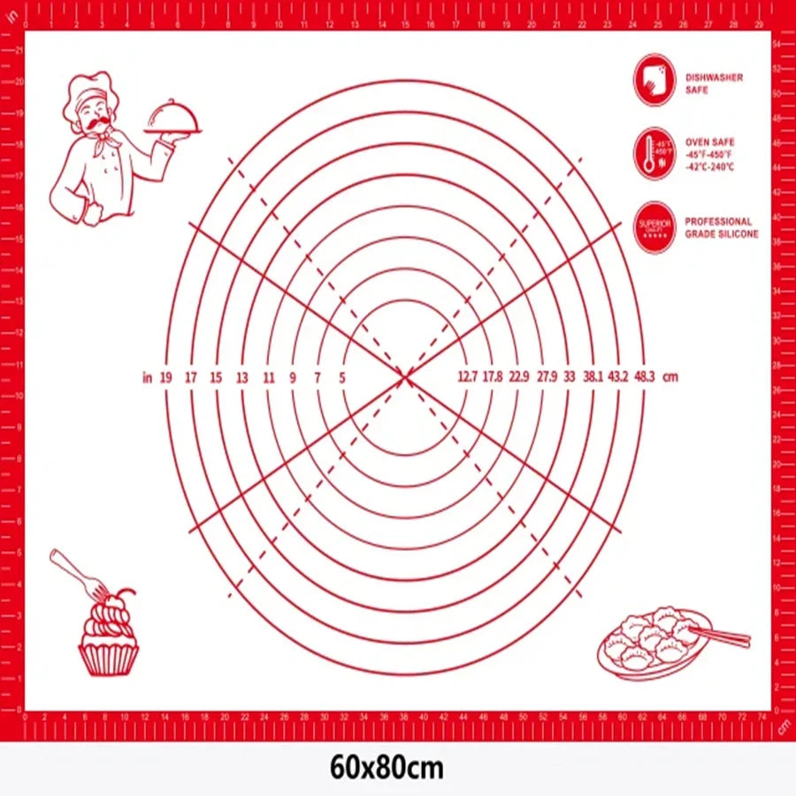 Non-Stick Silicone Baking & Kneading Mat – Reusable Pastry Mat with Measurement Guide