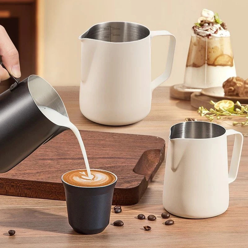Stainless Steel Milk Frothing Jug – Latte Art Pitcher with Spout for Baristas, 350–600ml