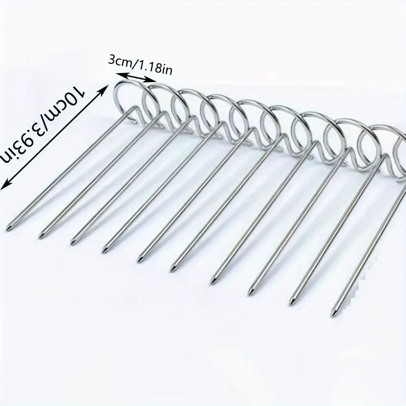 10pcs Grill Skewers – Stainless Steel for Air Fryer, Oven & BBQ Cooking