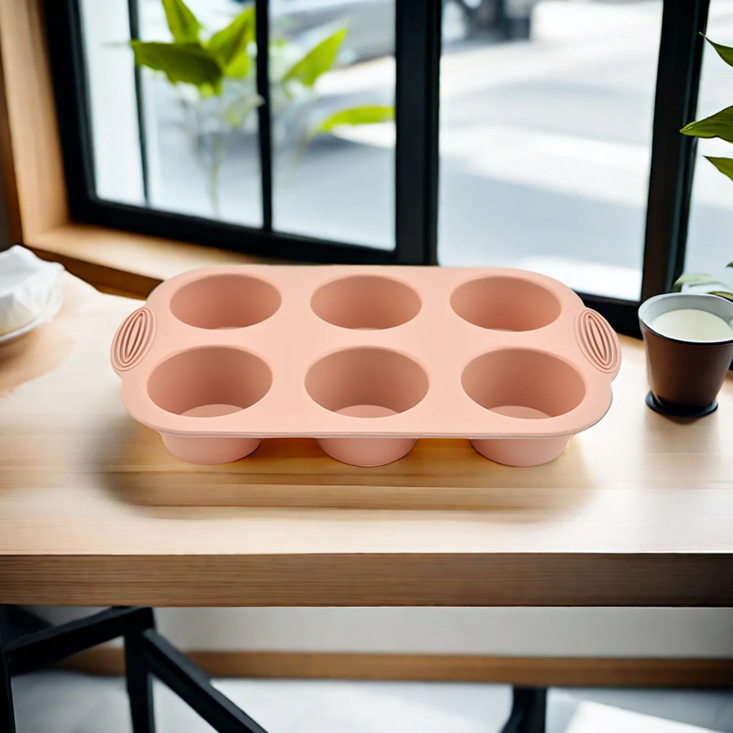 Silicone 6-Cup Cake Mould – Non-Stick Muffin Tray for Baking Cupcakes, Cakes and Biscuits