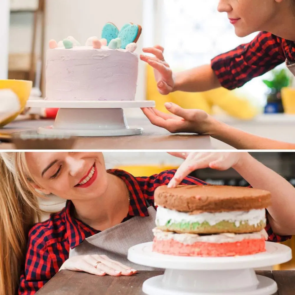 Plastic Cake Turntable with Non-Slip Edge – Laminating and Decorating Table for Baking