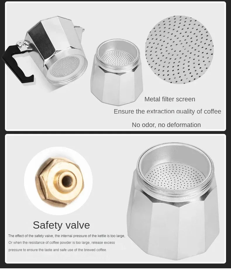 600ml Moka Coffee Pot – Italian-Style Aluminium Espresso Maker for Stove-Top Brewing