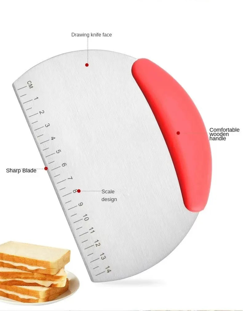 Stainless Steel Flour and Dough Cutter with Scale – Kitchen Scraper for Baking and Cooking