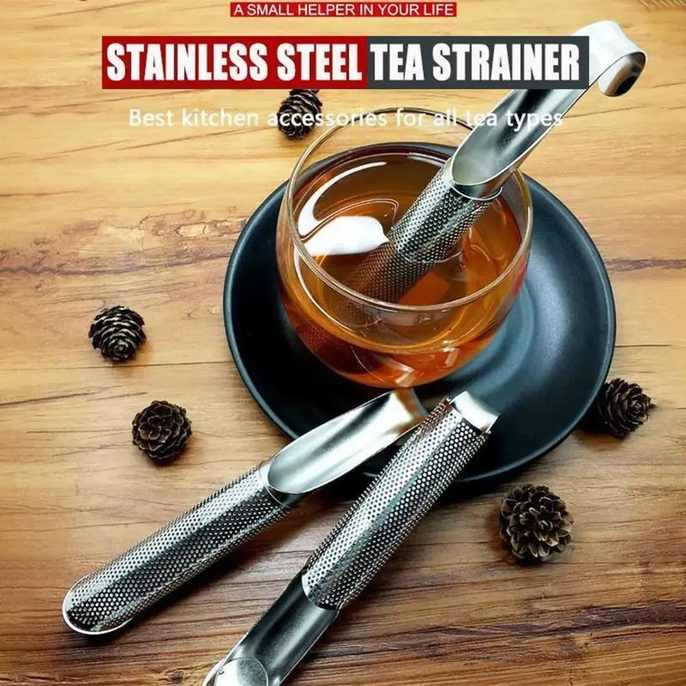 Stainless Steel Tea Strainer with Hanging Handle – Fine Mesh Tea Filter for Loose Leaves