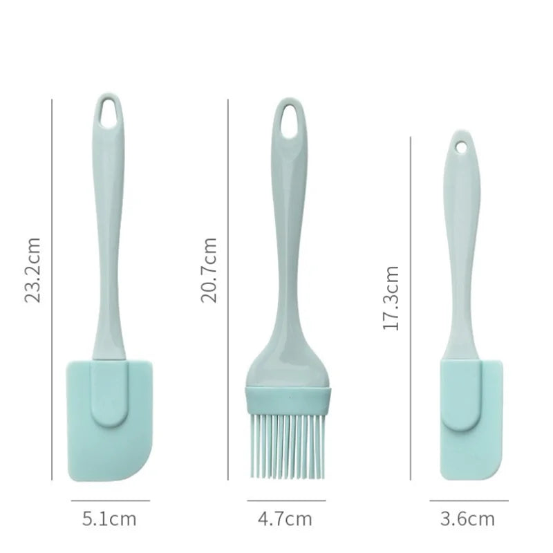 3pcs Silicone Spatula & Brush Set – Non-Stick Cake Scraper Tools for Baking & Icing