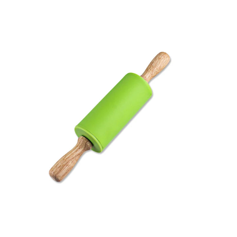 Mini Silicone Rolling Pin – 23cm Non-stick Dough Roller with Wooden Handle