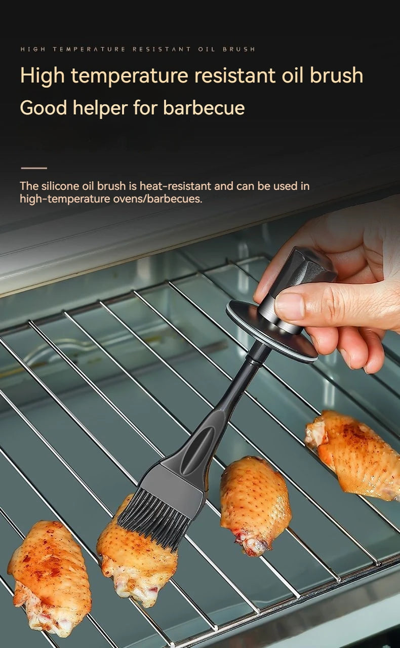 Silicone Oil Brush with Glass Bottle – High Temp Resistant, Non-Shedding, for Kitchen & BBQ