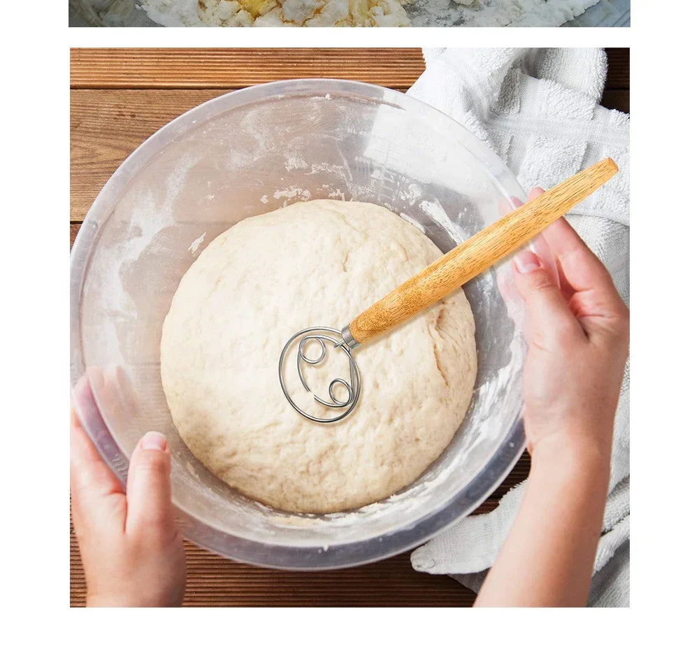 Stainless Steel Danish Dough Whisk – Handheld Beater for Bread & Pastry Mixing