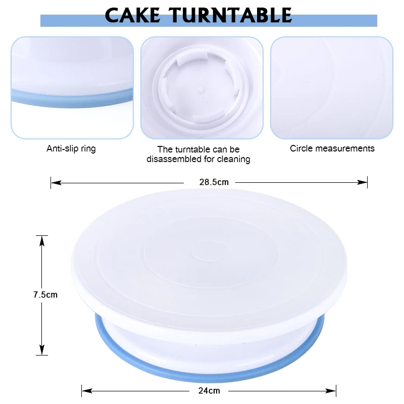 Macaron Rotating Cake Turntable – 11" Revolving Stand for Cake Decorating and Baking