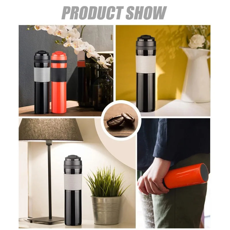 350ml Portable French Press Coffee Pot – Travel Mug with Filter for Car, Office & Camping