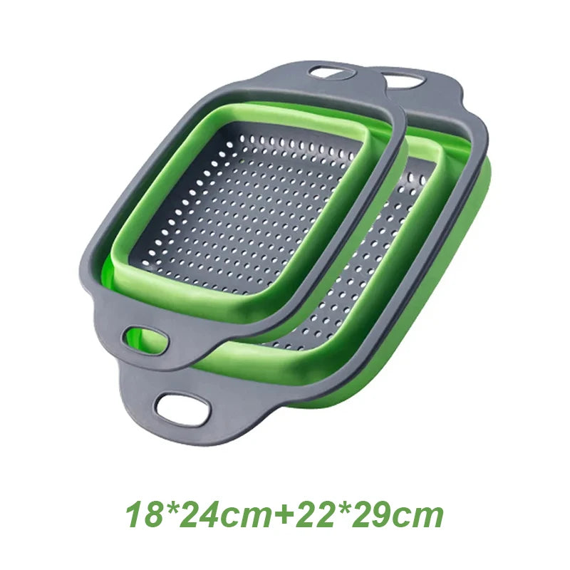 2pcs Silicone Folding Drainer Basket