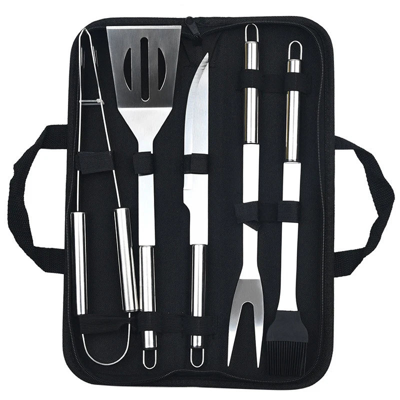 Stainless Steel BBQ Tool Set – Portable Outdoor Grill Utensils with Storage Bag